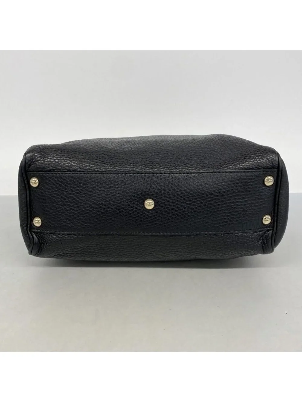 Gucci Handbag Bamboo Leather Black Champagne Gold